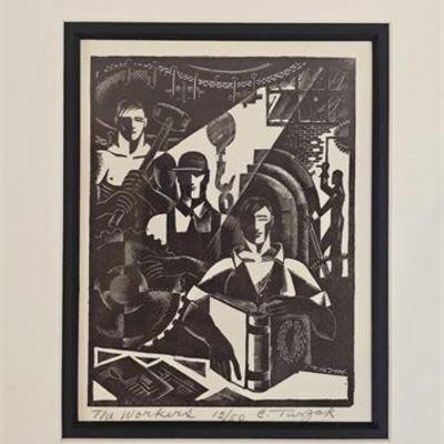 Lot 122   
Charles Turzak (1899-1986), "The Workers" Woodcut Print 40/50,