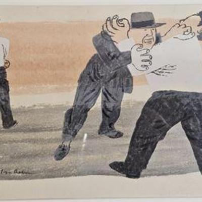 Lot 073   
Ben Shahn (1898-1969) "Laissez Faire" or Strike Breakers, 1947, Color Silkscreen