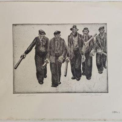 Lot 123  
Leroy Walter Flint (1909-1991) "Strike Breakers" 1937 Etching, Signed