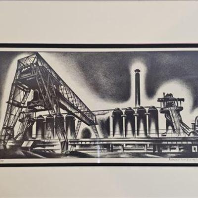 Lot 117 
Louis Lozowick (1892-1973)"Blast Furnaces" 1929 Lithograph 23/50, Signed