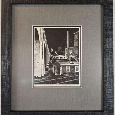 Lot 005  
Salvatore Pinto (1905-1966) Signed, "Powerhouse" Wood Engraving