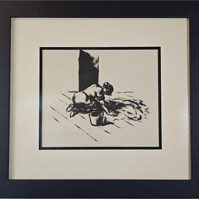 Lot 051 
Carl Pickhardt (1908-2004) "Scrubwoman" Lithograph, Signed