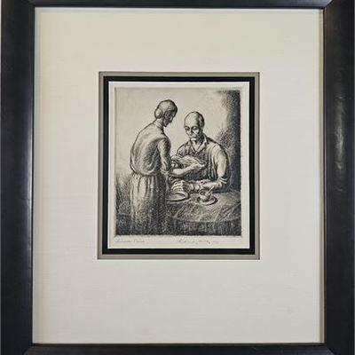 Lot 009 
Richard Thomas Hood (1910-1995) "Dinner Time" 1935, Signed