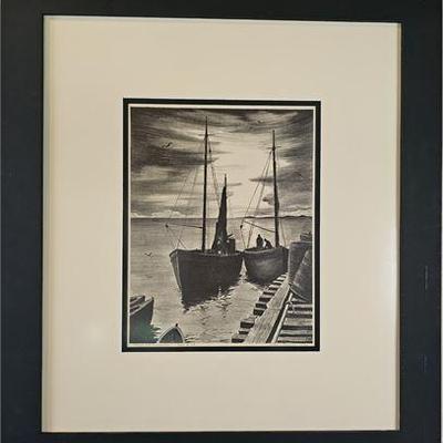Lot 007  
John Gregory (1879-1958) "Wharf's End Provincetown" 1936 Lithograph Signed