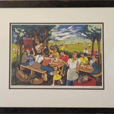 Lot 035  
Harry Gottlieb (1895-1992), "I.W.O. Picnic", Signed, Color Screenprint