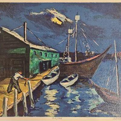 Lot 082   
Harry Shoulberg(1903-1995), "Dock" Serigraph 35/100, Signed/Titled/Numbered