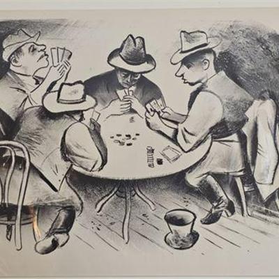 Lot 096   
William Gropper (1897-1977), "Poker" 1936 Lithograph