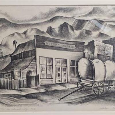Lot 100   7 Bid(s)
Gerhard Bakker (1906-1988) "In Colorado City" 1934 Lithograph 25/30