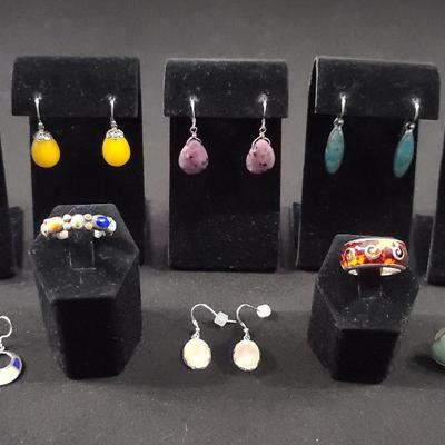 Sterling Gemstone Earrings and Ring Collection