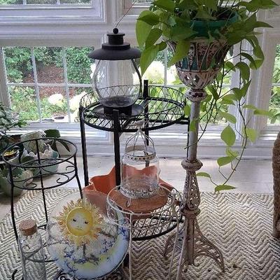 Garden Décor Collection Featuring Cast Iron Plant Stand, Lantern, and More