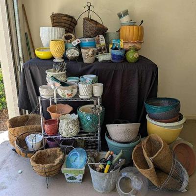 Extensive Ceramic & Garden Pot Collection with Tools