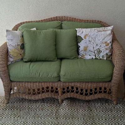 Ethan Allen Loveseat with Two End Tables, Throw Rug & More