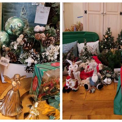 Christmas Decor Collection Featuring Trees, Ornaments & Pillows