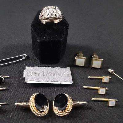 Men’s Accessories Collection With Sterling Pin, 12K GF Jewelry & Class Ring