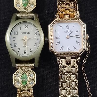 Gruen & Seiko Ladies Watches With Ornate Bands, 7–8"