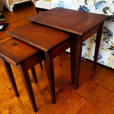 Three Solid Wood Nesting Tables