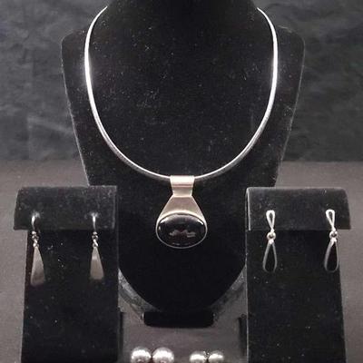Sterling Necklace And Earrings 