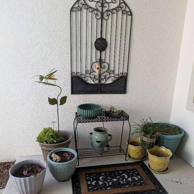 Outdoor Decor, Metal Stand & Planters