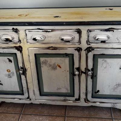 Distressed Rustic Solid Wood Cabinet 