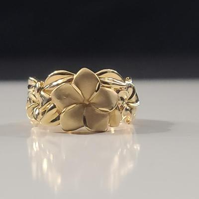14K Gold Floral Ring, Size 8.5