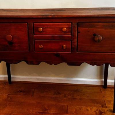Rustic Wood Sideboard Buffet with Scalloped Apron