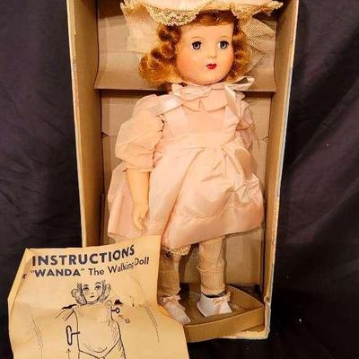 1950s Advance Doll Co. Wanda the Walking Doll with Original Box & Paperwork