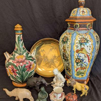 Two Large Italian Lidded Vessels, Asian Themed Pieces & More