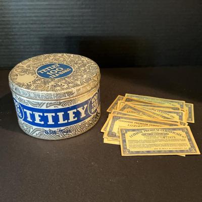 Vintage Tetley Tea Tin & Luzianne Tea Coffee Certificate
