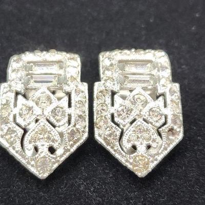 Vintage Art Deco Shoe Clip-ons, Rhinestones