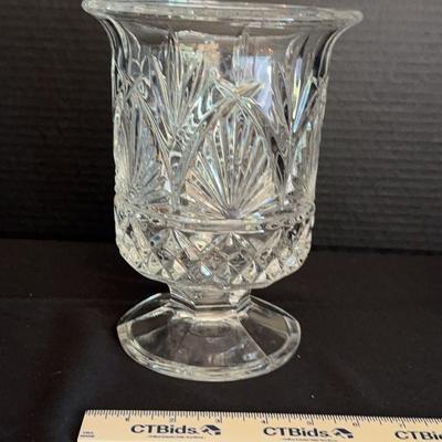 Large Lead Ornate Cut Crystal Vase
