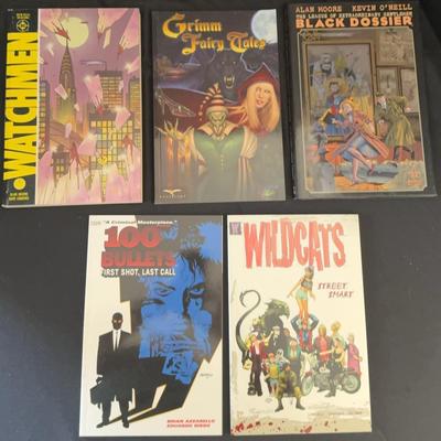 Assorted Graphic Novel Comics Including Watchmen And Grimm Fairy Tales