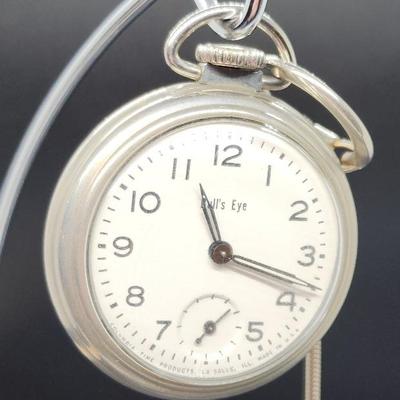 Vintage Bull's Eye Pocket Watch With Chain