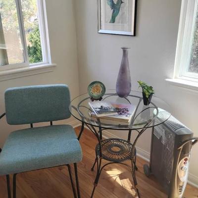 Jh123 turquoise chair and table