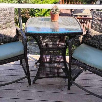 Jh115 wooden woven chair table patio set