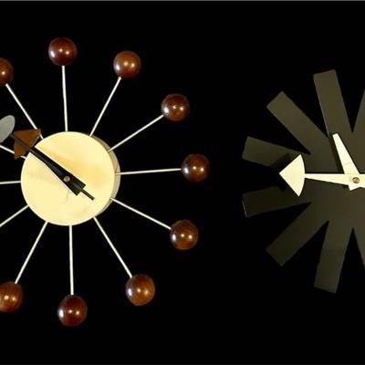 Pair of MCM Atomic Wall Clocks