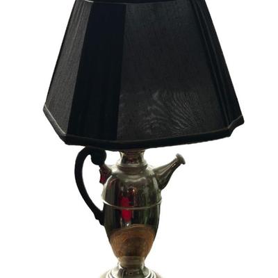 Decorative Vintage Coffee Pot Table Lamp with Black Shade