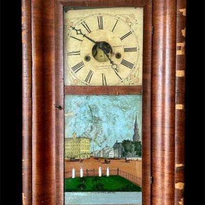 Antique J.C. Brown Forestville 8 Day Ogee Shelf Clock