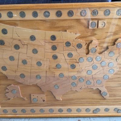 State Quarters Wall Hanging USA Map