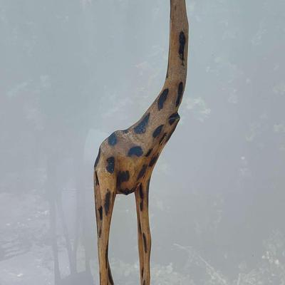 Carved Wood Giraffe Figures 