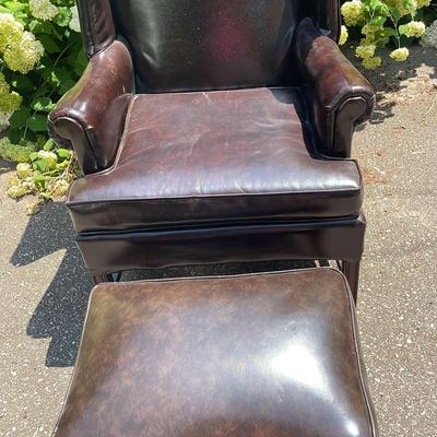 Leather Chair + Ottoman 