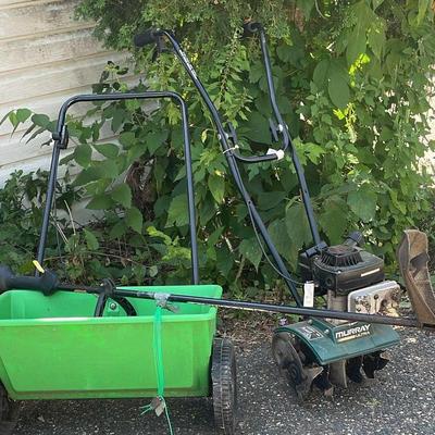 Tiller, String Trimmer, & Drop Seeder 