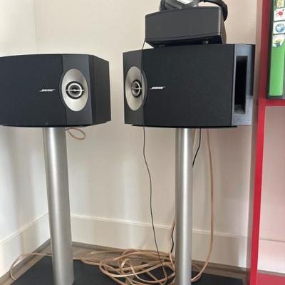 Bose 201 speakers on stands with SoundTouxj SA-5 amplifier 