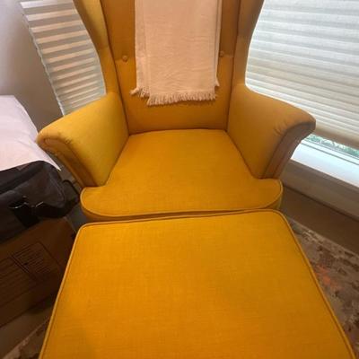 Wingback chair & matching ottoman