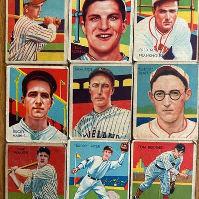 National Chicle Diamond Stars Baseball Cards With Sam Byrd, Chick Hafey And Others, 1930s