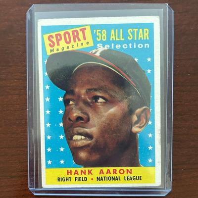 1958 Topps Allstar Baseball Card.  Hank Aaron #488