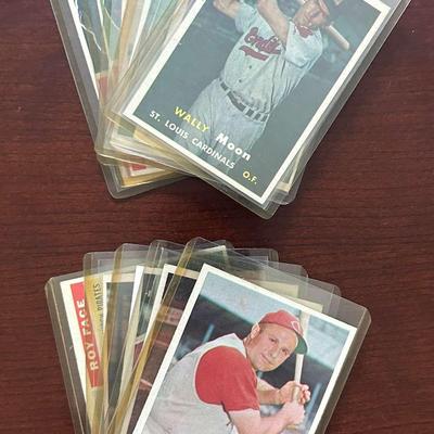 1955 & 1957 Topps Baseball Cards.  11 Total Cards