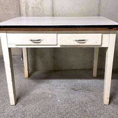 Enamel Top Kitchen/Work Table, Vintage 
