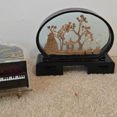 Piano Music Box, Cork Diorama, & Cash Register Decorations