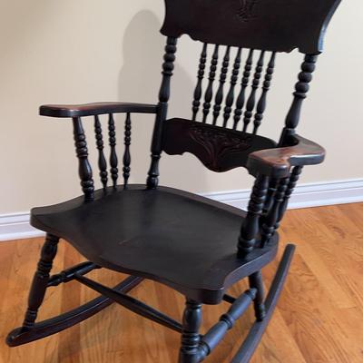 Late Victorian Carved Ash Rocking Chair In The Original Finish 