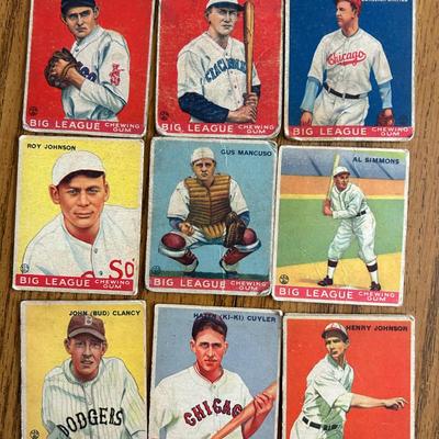 Big League Chew Baseball Cards With Ki-Ki Cuyler, Burleigh Grimes And Others, 1930s
